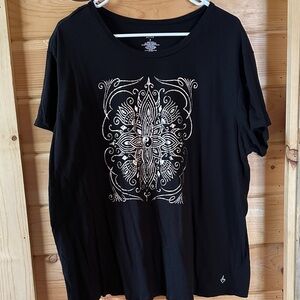 Torrid Black Top with White Ornate Pattern